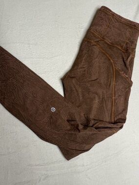 Lululemon Fast and Free Ice Dye Brown Leggings size 6